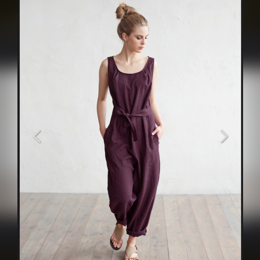 Magic Linen Annecy Dark Purple Jumpsuit XL